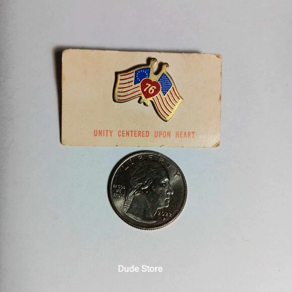 Vintage 1976 Bicentennial "Unity Centered Upon Heart" - Lapel-Tie Pin *Original* - Picture 2 of 3